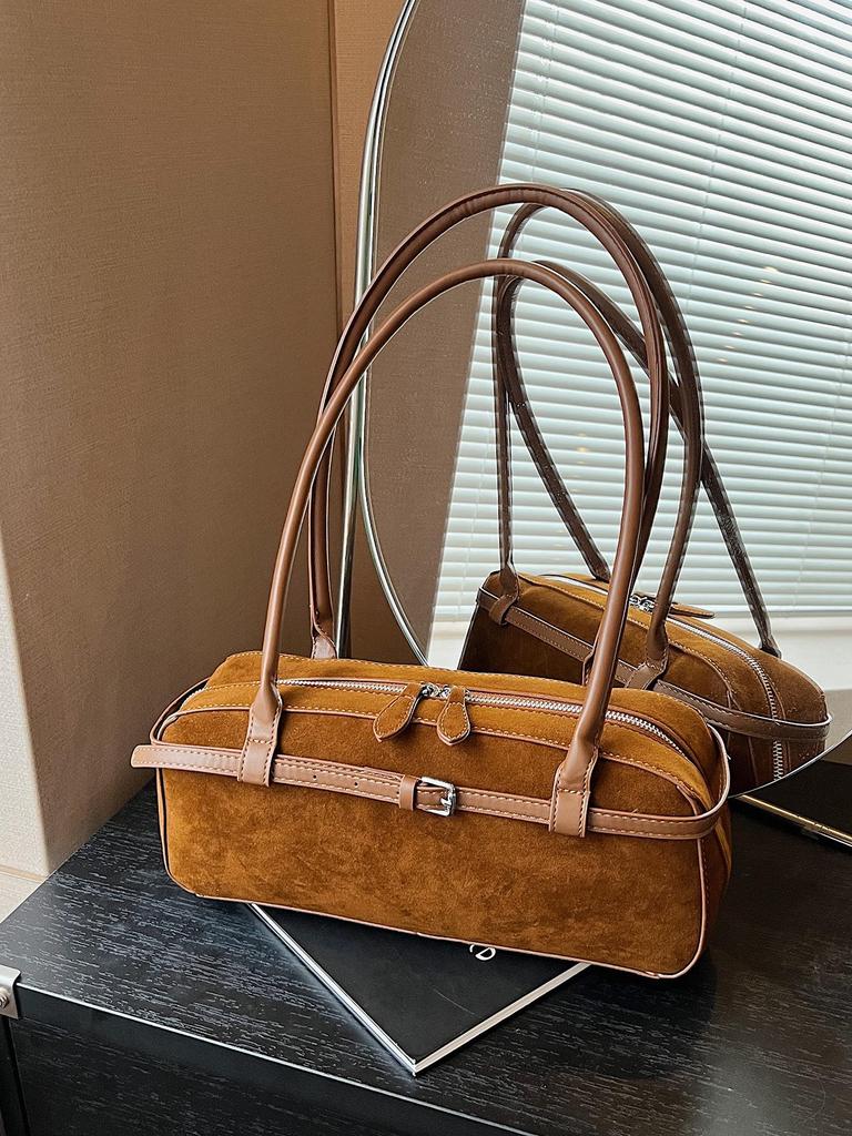 Сумка-багет из матовой кожи Yuezi: Осенне-зимняя коллекция 2025 года: Сумка Boston через плечо и под мышку