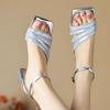 Fashion Summer New Square Heel Sandals Women Fashion Square Head Open Toe Metal Buckle Anti-slip Wear-resistant Heel Shoes