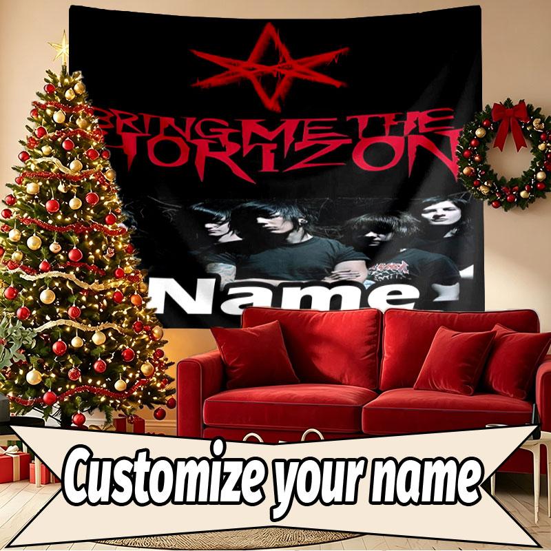 Custom Name Personalized Bring Me the Horizon Print Tapestry, Wall Art Decor, Bedroom, Dorm, Apartment, LivingRoom, Party Backdrop, Gift for Birthday