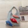 Leisure Summer Weave Knitted Bag Cotton Ethnic Style Hollow Out Knitted Bag Large Capacity Fashion Fish Shoulder Bag Women