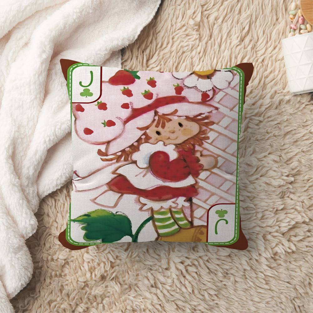Cartoon Strawberry Shortcake Personalized Pillow Cover Kids Bedroom Wild Party Decor Pillowcase kid Birthday shower Gift
