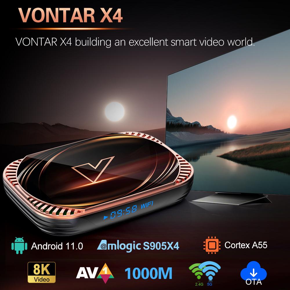 8K Smart TV Box VONTAR X4 Android 11.0 S905X4 Set Top Box 1000M Dual Wifi 4K 60fps AV1 Media Player
