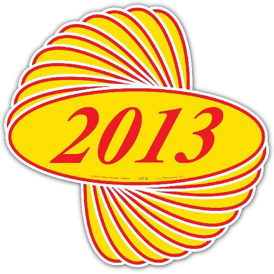 EZ-Line Oval Model Windshield Year Stickers for Car Windows Red and Yellow Large Vinyl Dealership Supplies 1 Dozen Pro Pack (2018)