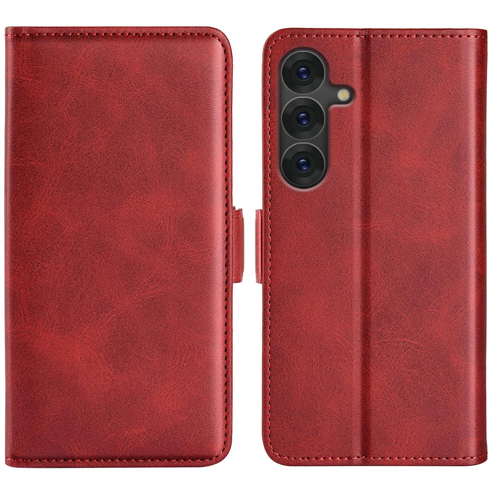 Для Samsung Galaxy S25+ Чехол-подставка из телячьей кожи с текстурой, чехол-кошелек для телефона