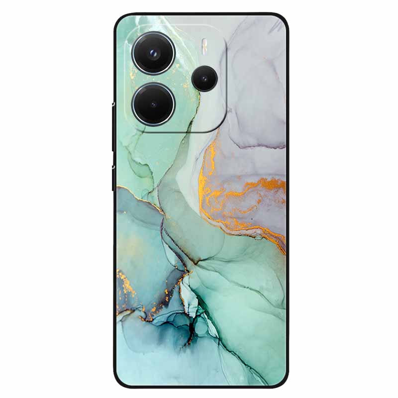 For Redmi Note 14 4G Case Marble Soft TPU Black Phone Cases for Xiaomi Redmi Note 14 5G Global Silicon Cover On Note14 2025 Capa