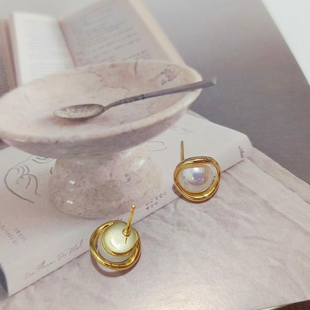 Изящные серьги-кольца с жемчугом 925 пробы для женщин - Дизайн в стиле японской и корейской легкой роскоши