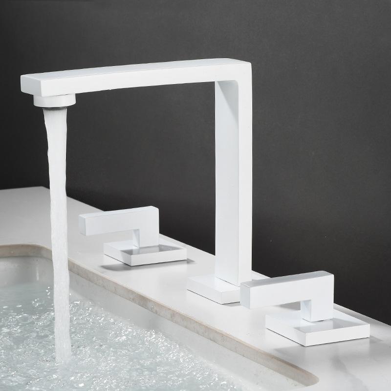 Смеситель для раковины с тремя отверстиями, латунный, серый, для ванной, для холодной и горячей воды, черный, смеситель для ванны, 3 предмета, torneiras de cozinha