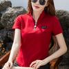 Женская летняя футболка с застежкой-молнией, воротником-стойкой, тонким круглым подолом, коротким рукавом