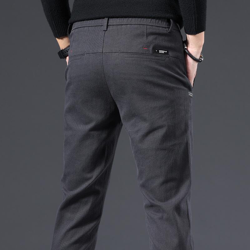 Imitation Cow Casual Pants Men's Solid Color Elastic Slim Fit Versatile Men's Casual Pants Fashion Brand Korean Mid Waist