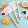 12PCS Silicone Kitchenware Non-Stick Cookware Kitchen Utensils Set Spatula Shovel Egg Beaters Wooden Handle Cooking Tool Set