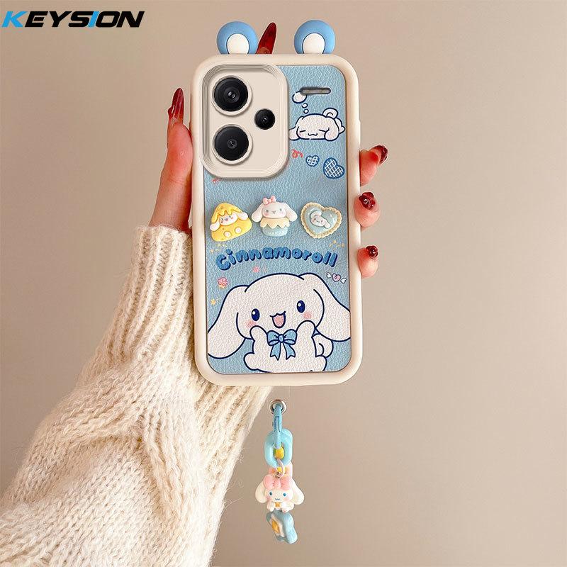 KEYSION Милый чехол с 3D-мультяшным рисунком для Redmi Note 13 Pro+ 5G с браслетом, силиконовый противоударный чехол для телефона Redmi Note 13 Pro+ 5G