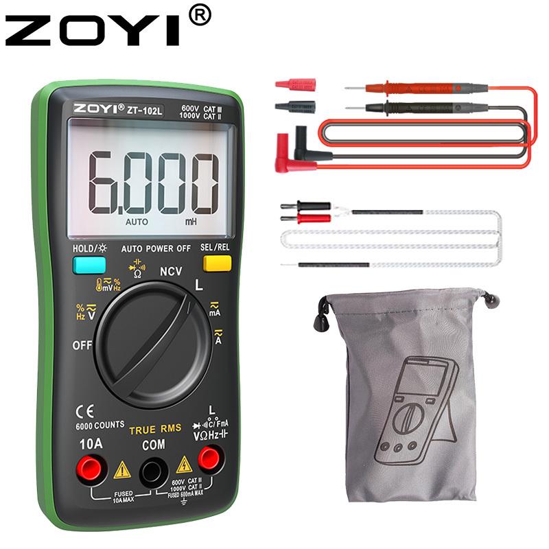 ZOYI 102L Высокоточный измеритель индуктивности и мультиметр-тестер, True RMS, 6000 отсчетов, 60 Гц, Тестер переменного/постоянного тока/напряжения