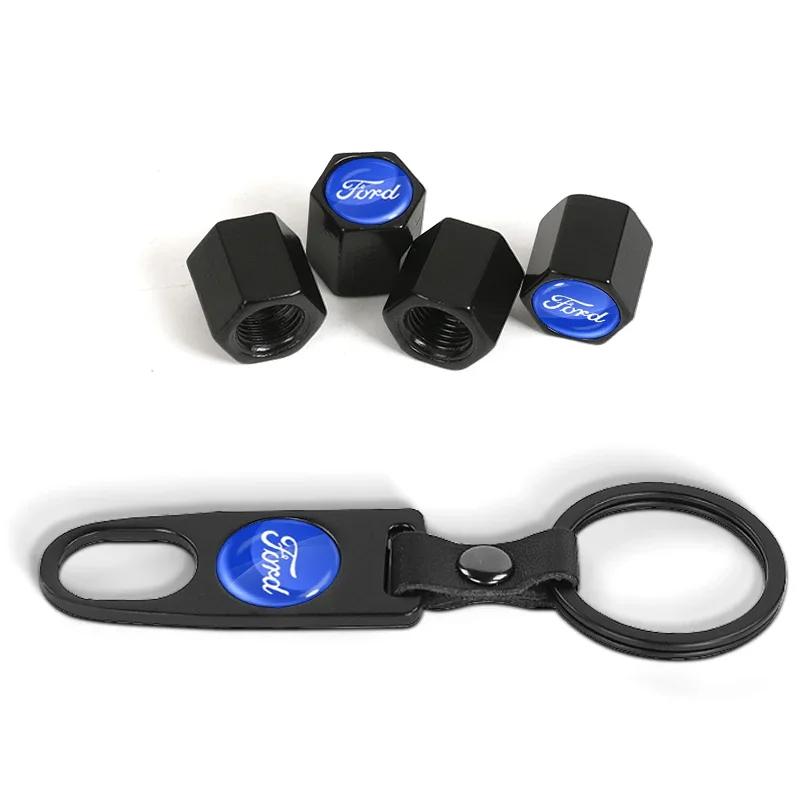 BLOD4 Car Tire Wheel Valve Caps Cover Suede Car Key Chain Ring Keychain for Ford focus Fiesta EcoSport ESCORT ranger Car Accessories