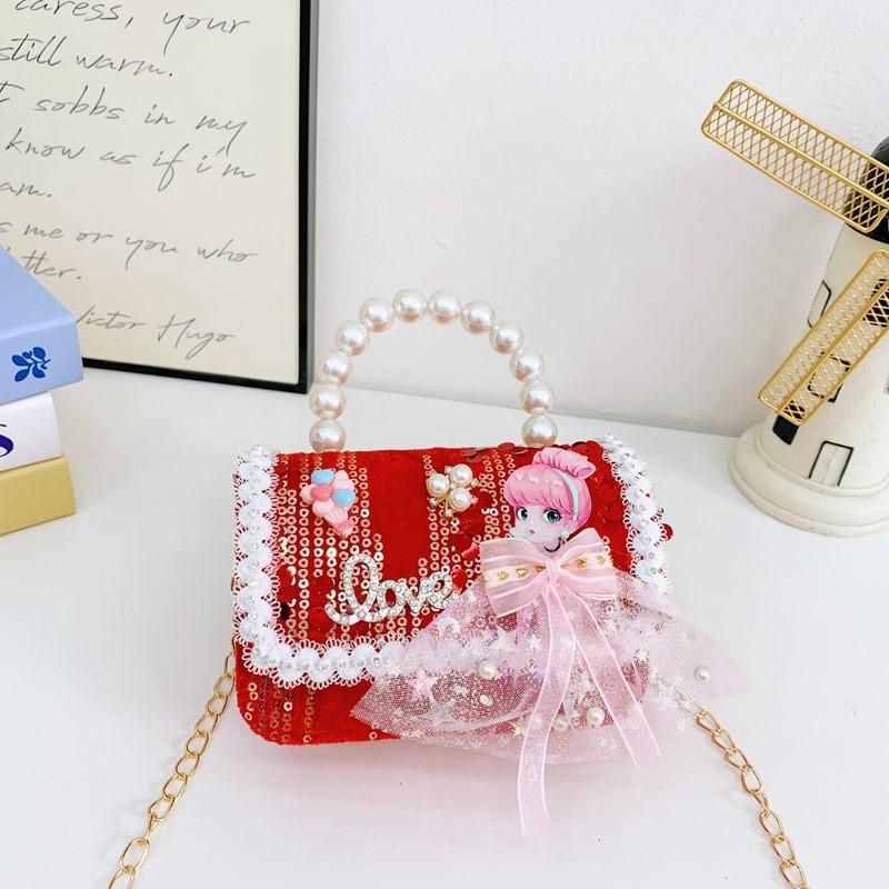 Charming Lightweight Pearl Shoulder Bag For Girls Featuring Cute Design Princess