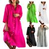 Women's Cotton Loose Shirt Dress With Button Casual Loose Maxi Dresses