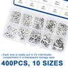 NINDEJIN 430pcs e-clip Assortment Kit M1.2-M10 Stainless Steel Carbon Steel Snap Ring Washer E-shaped External Retaining Ring