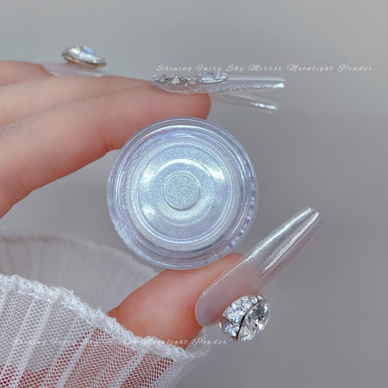 Aurora Moonlight Mirror Nail Powder Silver Glitter Effect Pigment Chrome Dust Nail Decoration