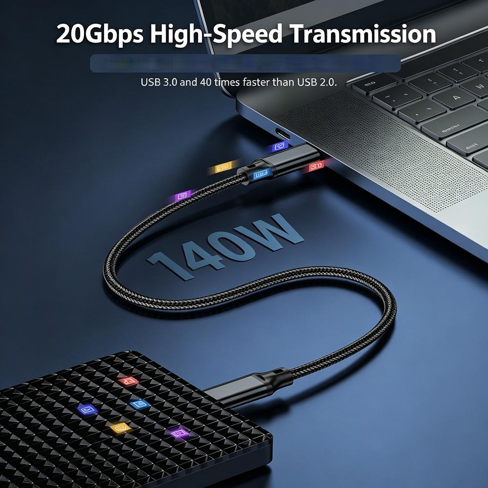 USB 3.2 Type C to Type C Cable 20Gbps 4K@60Hz 140W PD Thunderbolt3 QC Fast Charging For Laptop Phone MacBook Samsung Xiaomi