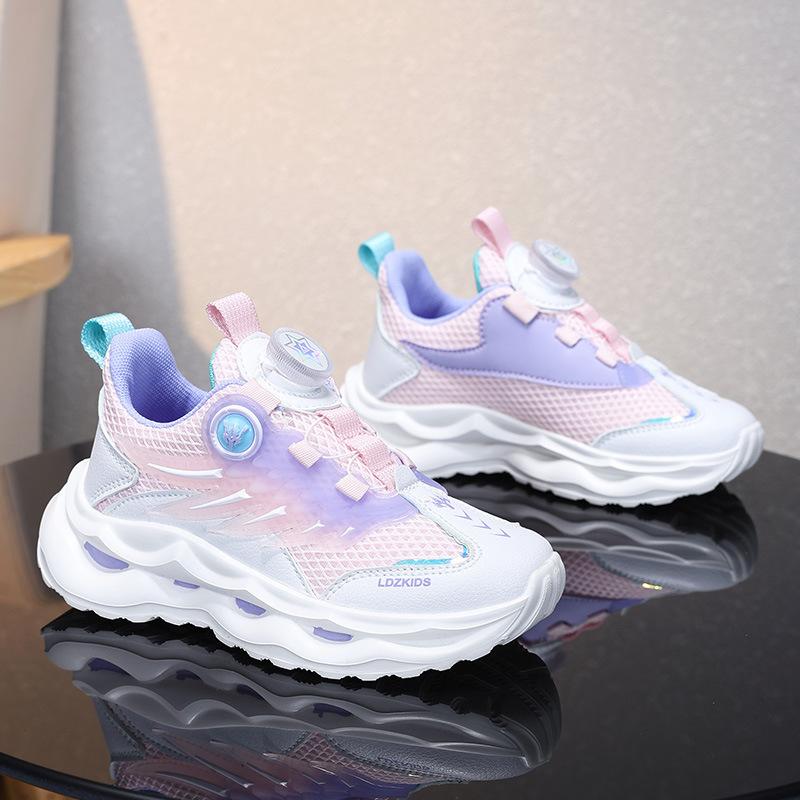 Обувь для девочек, версия с девственной пуговичной поверхностью, корейская спортивная версия для девочек, обувь среднего и большого размера, дышащие кроссовки с крыльями из подкладки
