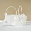 Wedding White Satin  Flower Knot Scattering Flower Basket Flower Girl  Handle Flower Basket Foldable