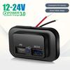 Quick Charge PD Type C Dual USB Ports Car Bus Charger Socket Adapter 12V/24V USB Power Outlet Panel For Marine Motorcycle RV Bus