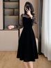 Elegant Velvet Dress with Sequin Lace - Autumn/Winter Collection