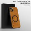 For iPhone 14 Magnetic Case with Tempered Glass Film PU Leather+TPU Phone Cover Precise Cutouts