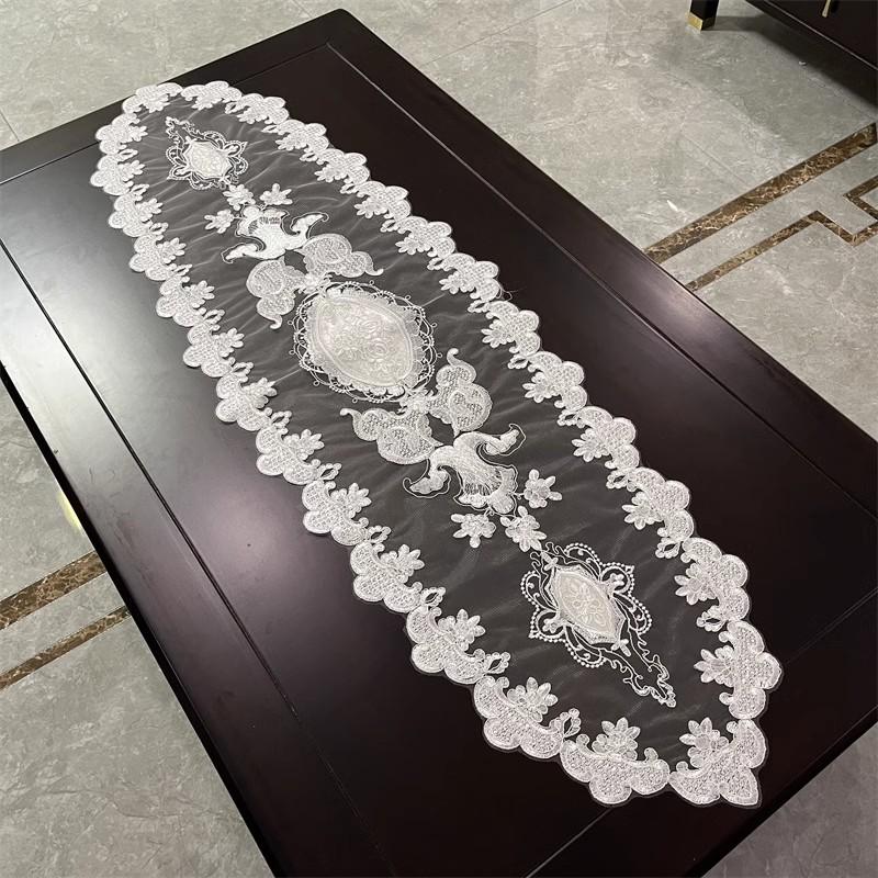 Европейская кружевная вышивка цветов Настольный флаг Дорожка для стола Чехол для скатерти для вечеринки, Рождества, свадьбы Украшение стола и аксессуары