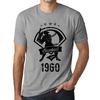 Men's Vintage Tee Shirt Graphic T Shirt Baseball Since 1960 Grey Marl