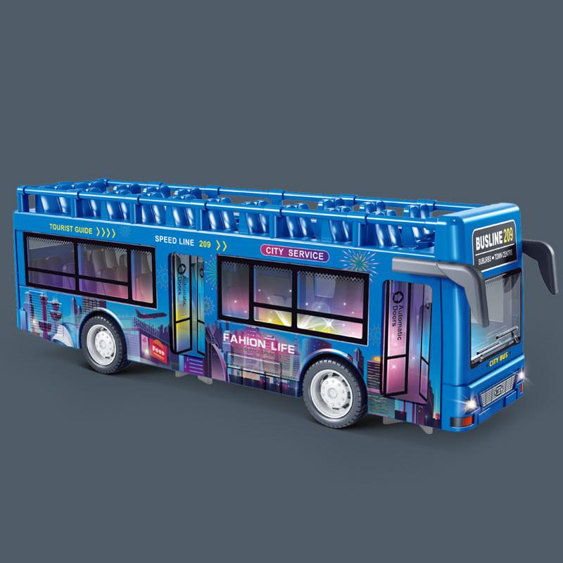 Bus Plastic Sightseeing With Sound And Light Functions Children Inertia Toy