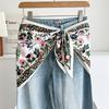 1116 New White Cashew Flower Silk Scarf Women's Waist Triangle Scarf, Jeans Stacked Fart Curtain Hair Scarf, Head Scarf
