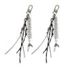 2/4/6Pcs Alloy Fishbone Keychain Pendant Black Rope Design Lightweight Key Chain Backpacks Cars Key Organizer Accessories