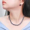 CMM High Quality Royal Blue Cubic Zirconia Banquet Heart Shape Earrings Necklace Set