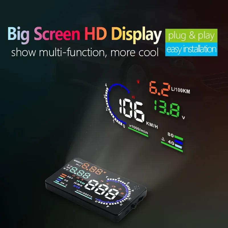 OBD2 для HUD Автомобильный проектор данных на лобовое стекло Цифровой спидометр Проектор скорости на лобовое стекло Превышение скорости Температура воды Обороты двигателя Расход топлива Сигнализация