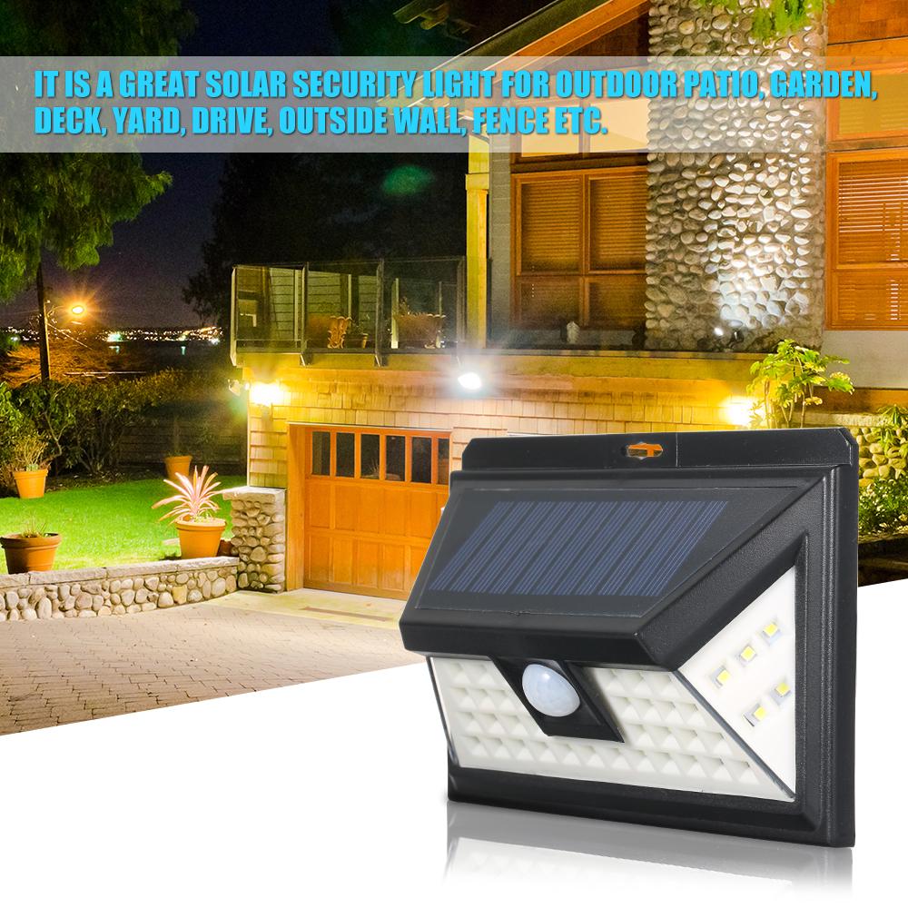 44 светодиода Солнечная энергия PIR Датчик движения Настенный светильник Открытый двор Садовая лампа Водонепроницаемая