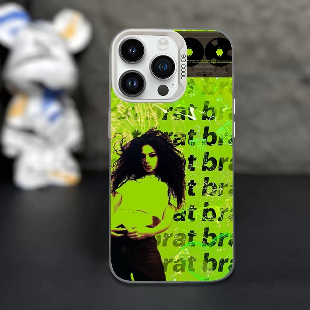 Чехол для телефона C-Charlis X-XCX BRAT Певец Для iPhone 16,15,14,13,12,11,Mini,Pro,XS,SE,MAX Белый Матовый Ударопрочный Чехол