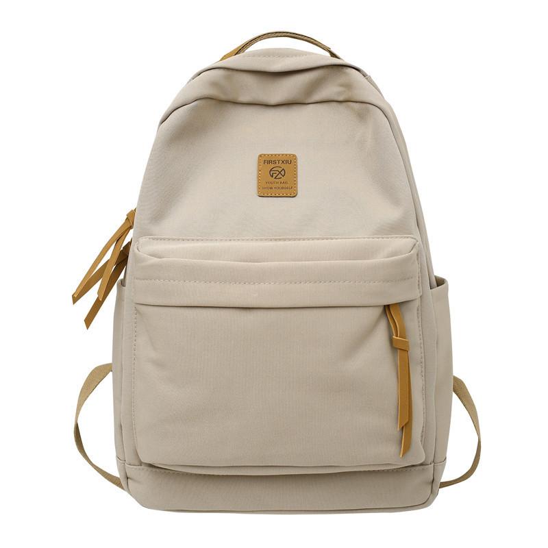 Simple Solid Color Letter Decoration Student Leisure Backpack For Travel And School