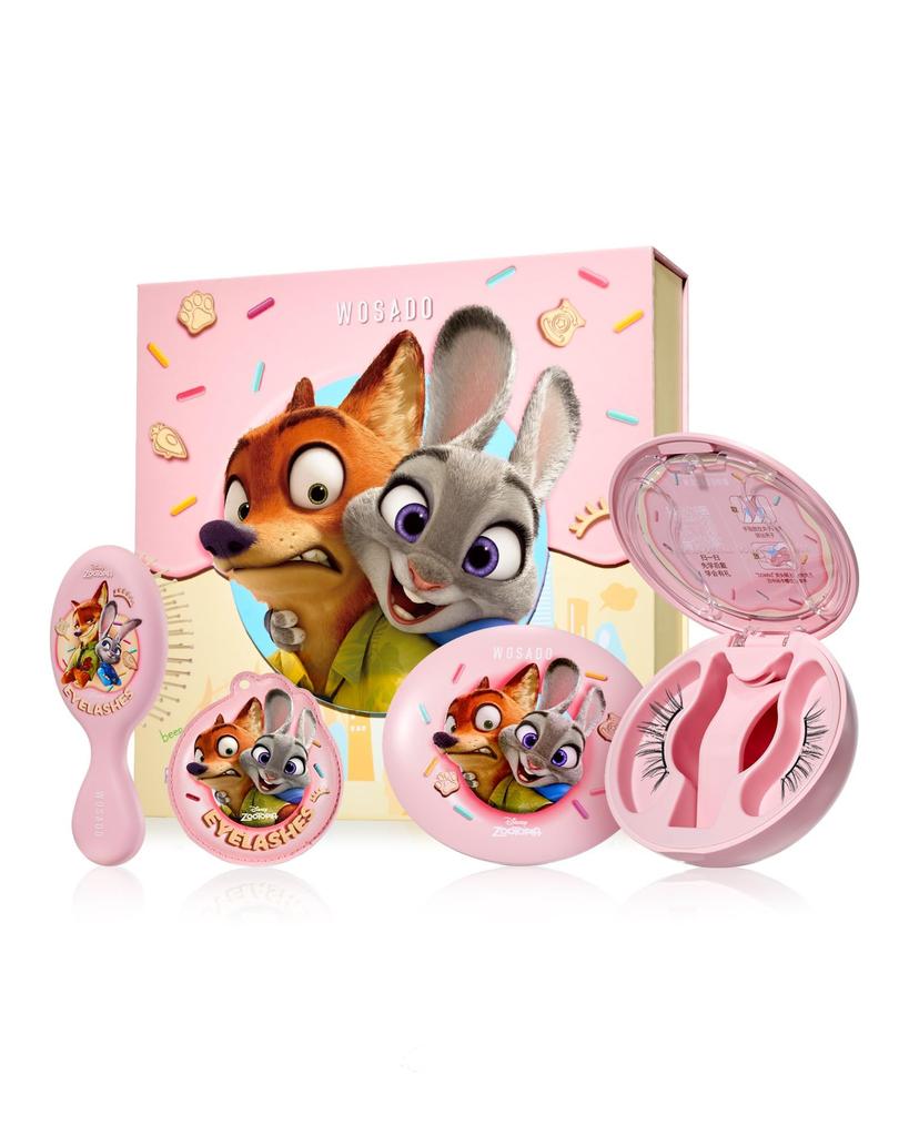 WOSADO X Zootopia Series Magnetic False Eyelashes Gift 01 Natural Black Magnetic False No Suitable for Light Makeup [Official Store] Disney's Set, No.
