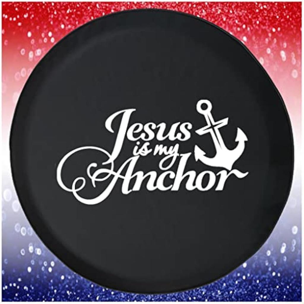 Jesus Is My Anchor Spare Tire Cover Durable Polyester for Trailer SUV RV Camper
