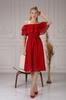 Женское платье большого размера бордовое шифоновое платье с воротником «Кармен Мадонна» больших размеров