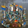 12PCS Medieval Golden Crown Blue Lion Army Children's Building Blocks Toy