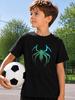 Gradient Green Spider Cool Pattern Print Boys Girls Family Matching Cotton Short Sleeve Crew Neck Soft Summer Kids Casual Tees