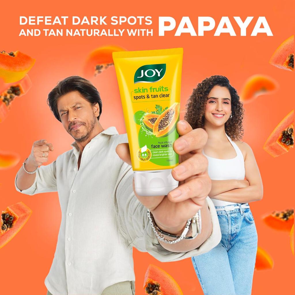 JOY Skin Fruits Spots & Tan Clear Face Wash 100ml X2 Pack Enriched with Papaya Vitamin C for Healthy Glowing Skin