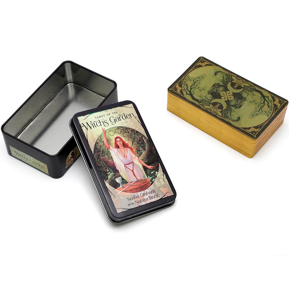 10.3*6cm Tarot of The Witch's Garden 78 Pcs Cards with Gilded Edges In A Tin Box for Beginners