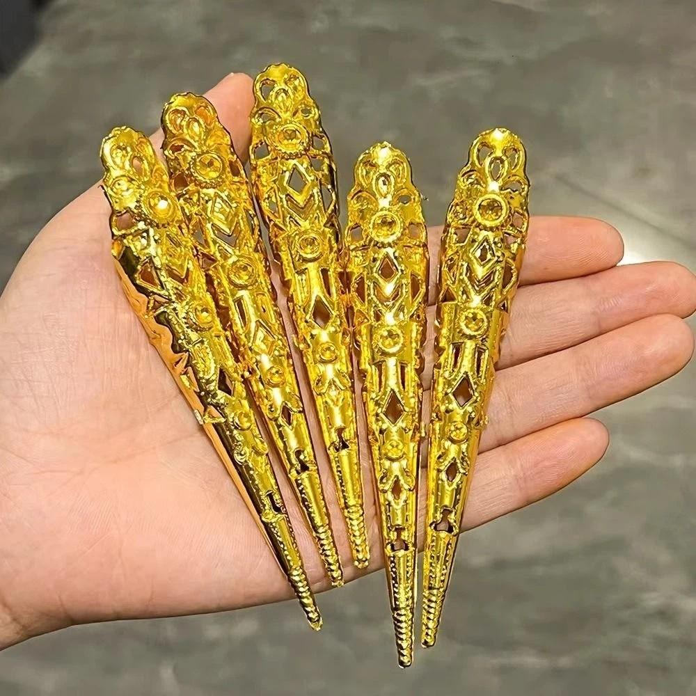 10PCS Hollow Design Fingertip Nail Ring Antique Style Cosplay Jewelry Dance Performance