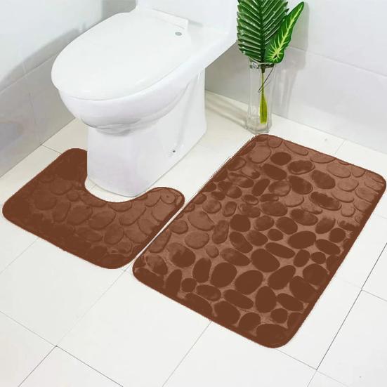 2 шт./компл. коврик для ванной комнаты с тисненым камнем, противоскользящий нижний коврик для ванной комнаты, очень толстый впитывающий коврик для ванной