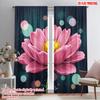 2pcs 2D Flat Printing Drapes Pink Flower Polyester Fabric Without Electricity Holiday Decorations for Indoor Celebrations Room