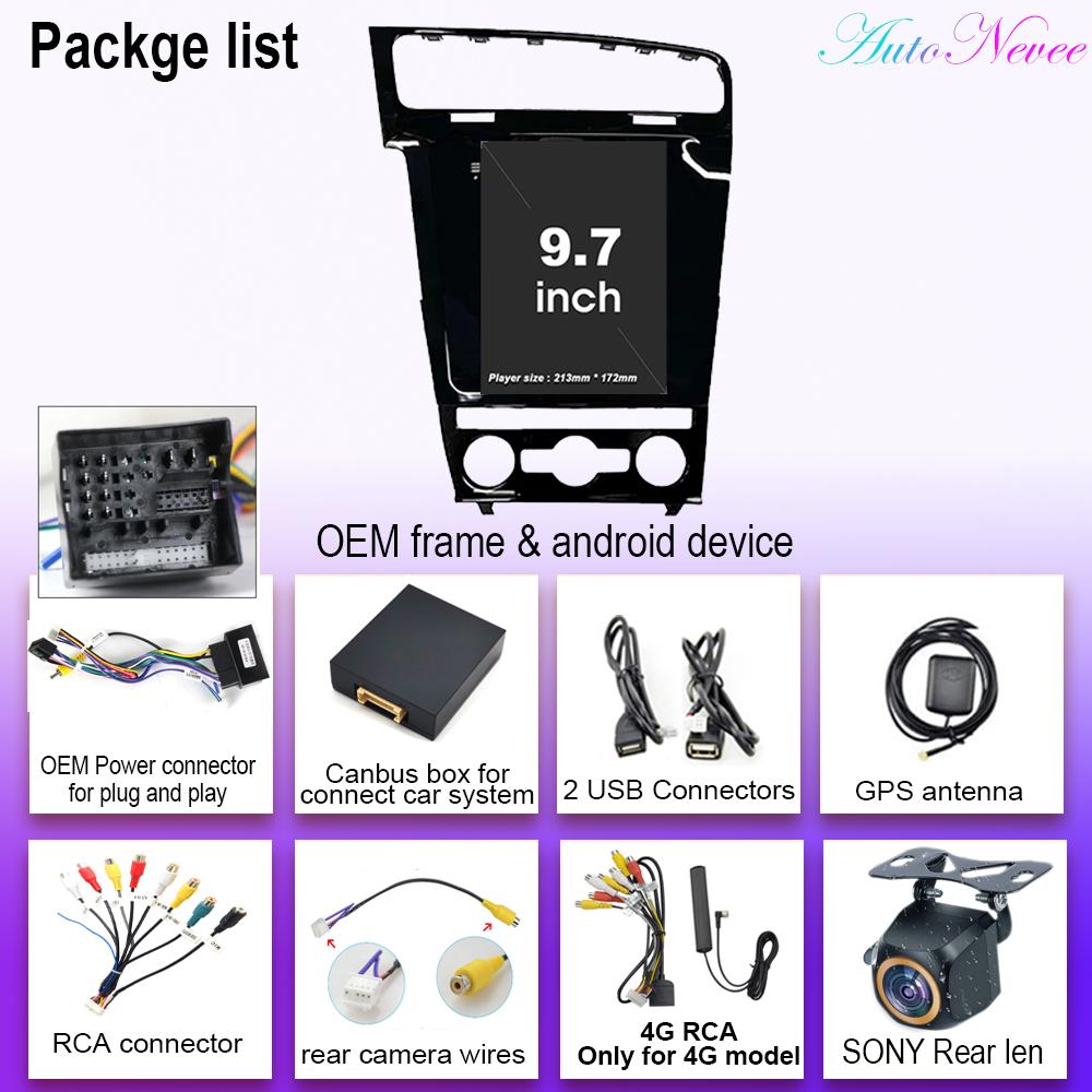 9,7-дюймовый автомобильный Android 14 для Volkswagen Golf 7 2012 - 2020 автомобильный мультимедийный плеер Android Auto GPS навигация 5G wifi BT без 2din DVD