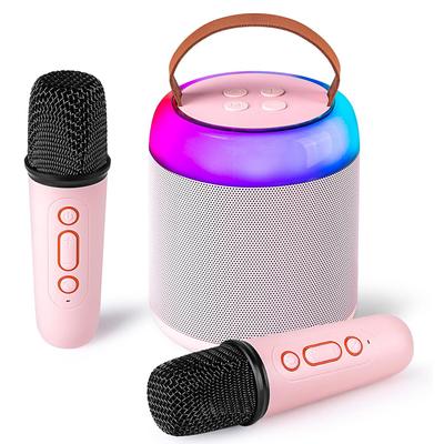 Караоке-машина, портативная Bluetooth-колонка с беспроводным микрофоном для взрослых и детей, портативная микрофонная колонка с динамической подсветкой
