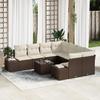 VidaXL 9-Piece Garden Sofa Set with Brown Cushions Poly Rattan 3346998